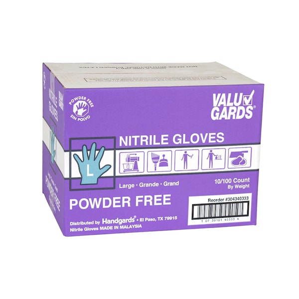 Valugards Valugards Purple, Disposable Gloves, Nitrile, Powder-Free, L, 1000 PK, Purple 304340333 - main
